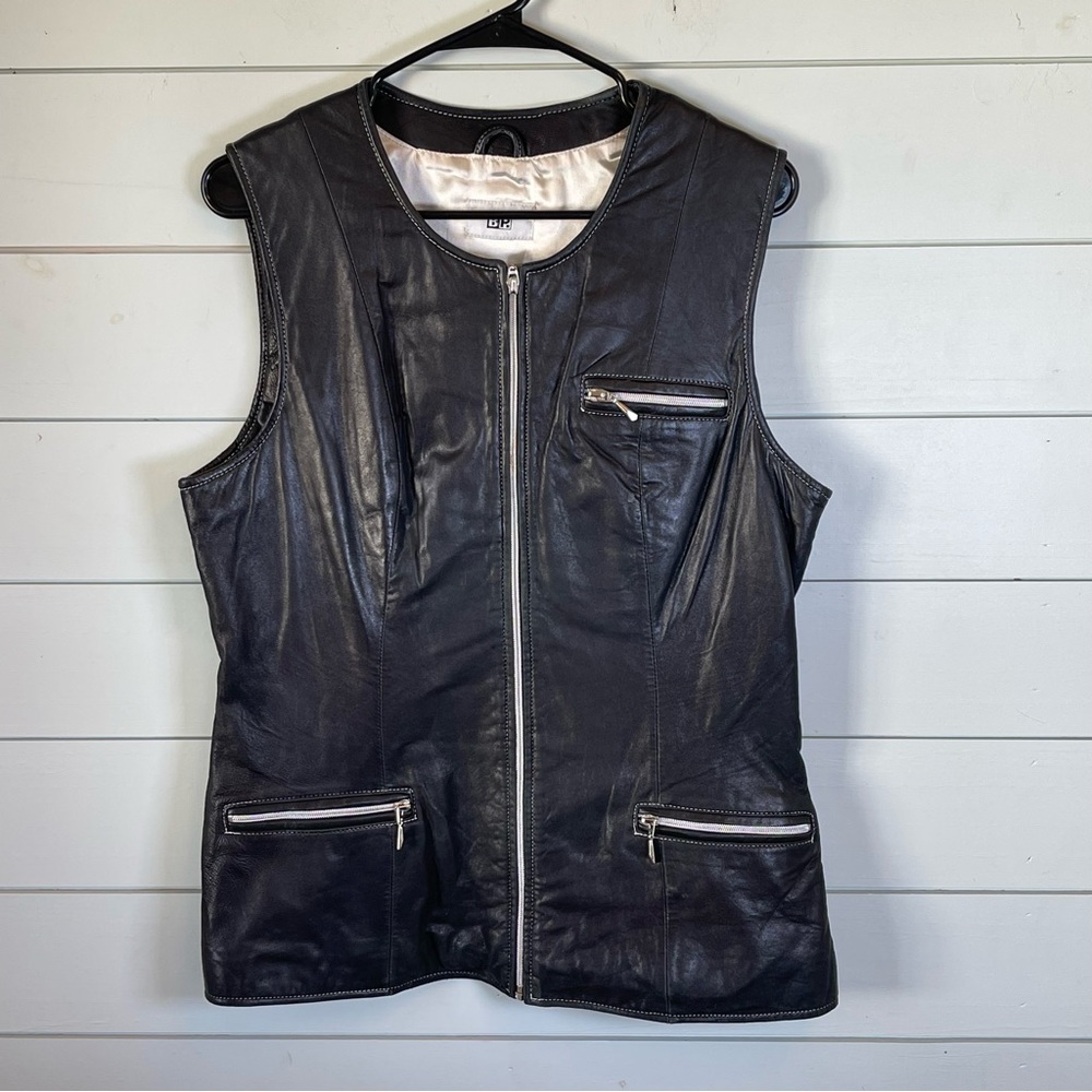 BP faux leather full zip jacket vest‎ black women’s size large